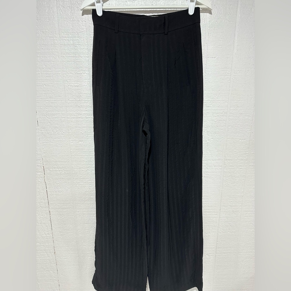 Everlane high waist pleated wide leg pants black size 2